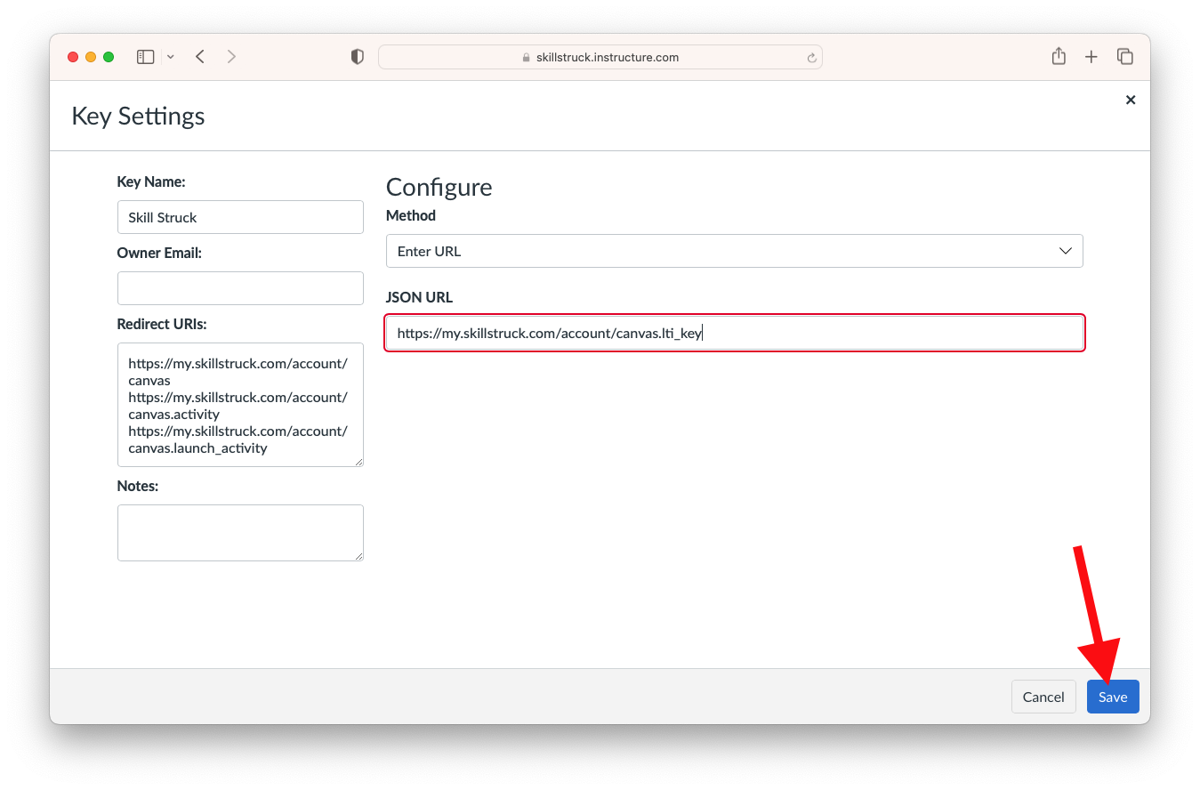 How to Set up the Canvas Integration With Skill Struck (For IT Team)